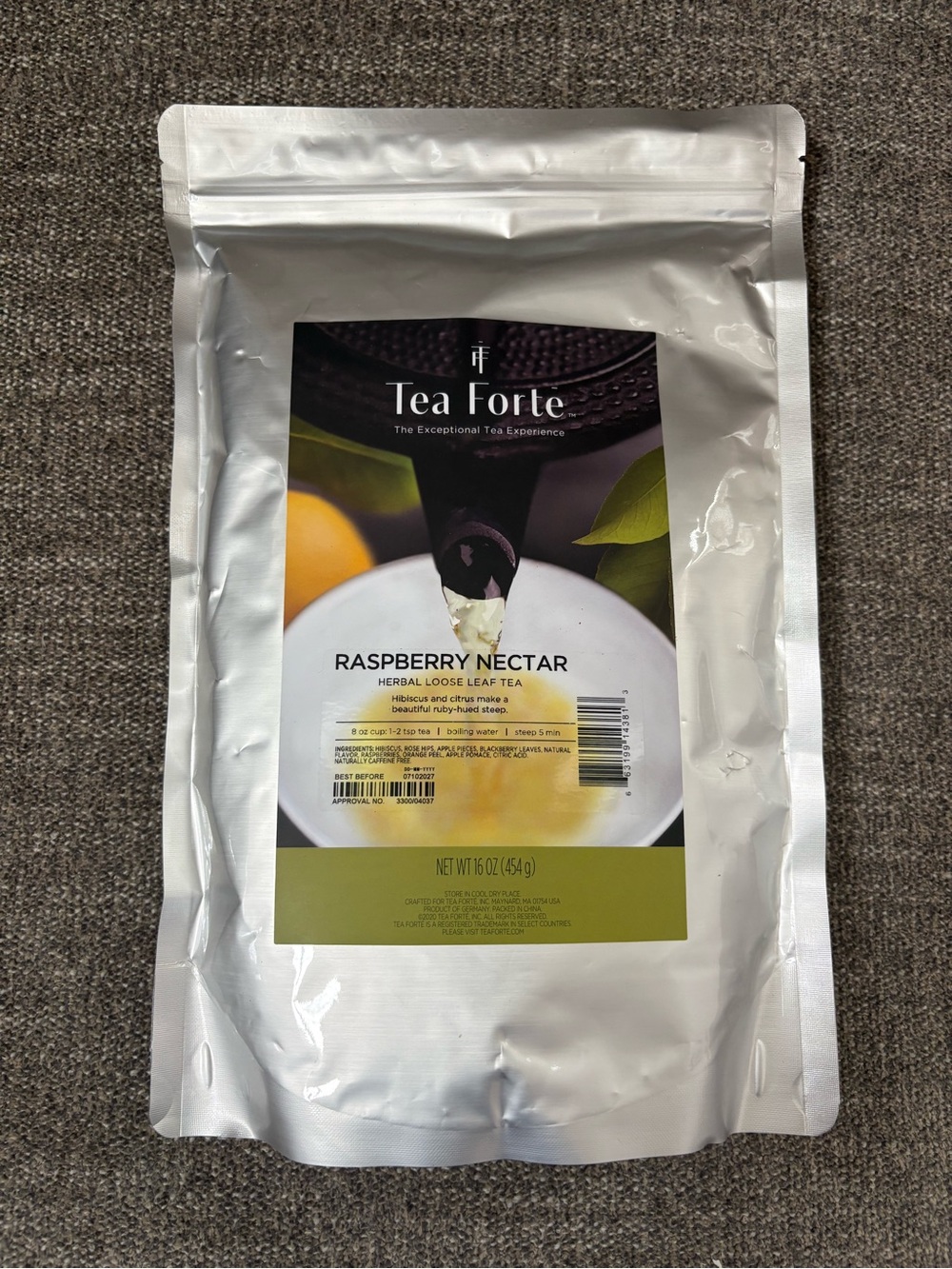 Tea Forté Raspberry Nectar Loose Leaf Tea - Silver with Green Accent